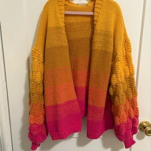 Knit Pink and Orange Cardigan